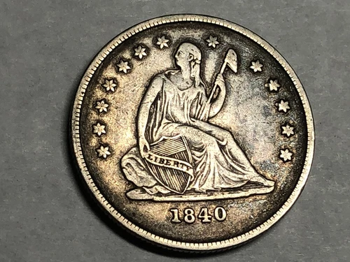 1840-O (no drapery) SEATED LIBERTY silver U.S. quarter dollar. XF. #udd1
