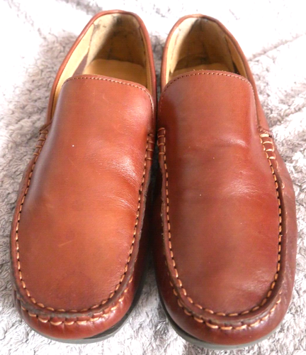 MARK AND SPENCER COLLECTION TAN BROWN LEATHER SLIP ON LOAFER FLAT SHOES UK 8 E42 - Picture 6 of 17