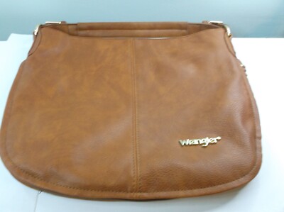 Wrangler Brown Leather Handbag Extension Zip To make Bigger or Smaller NWOT
