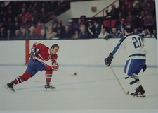 NHL HOCKEY PHOTO PRINT BOBBY BAUN  TORONTO VS JACQUES LEMAIRE MONTREAL