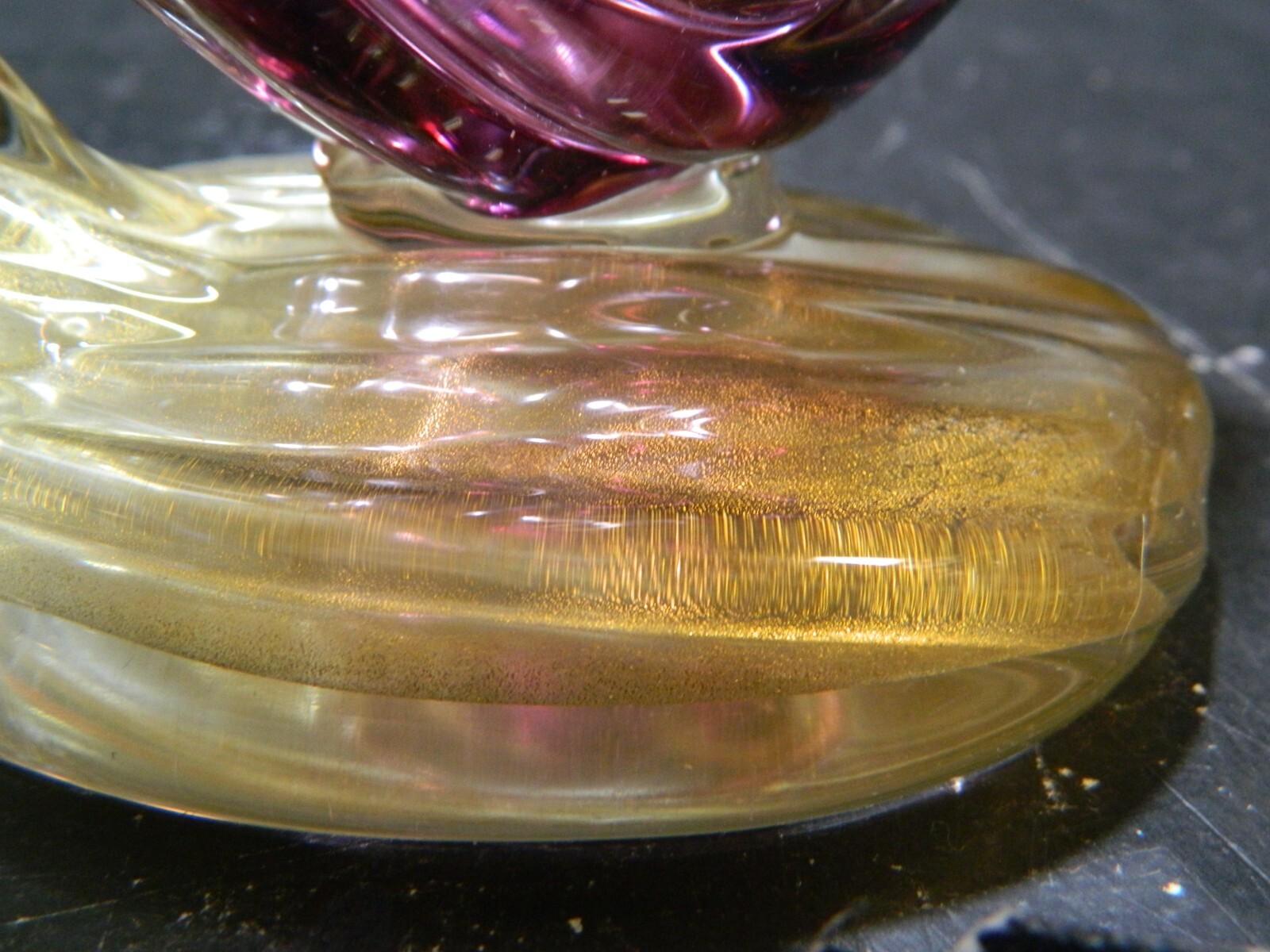 Barbini Murano Purple Gold Bird of Paradise Italian Art Glass Pheasant Sculpture