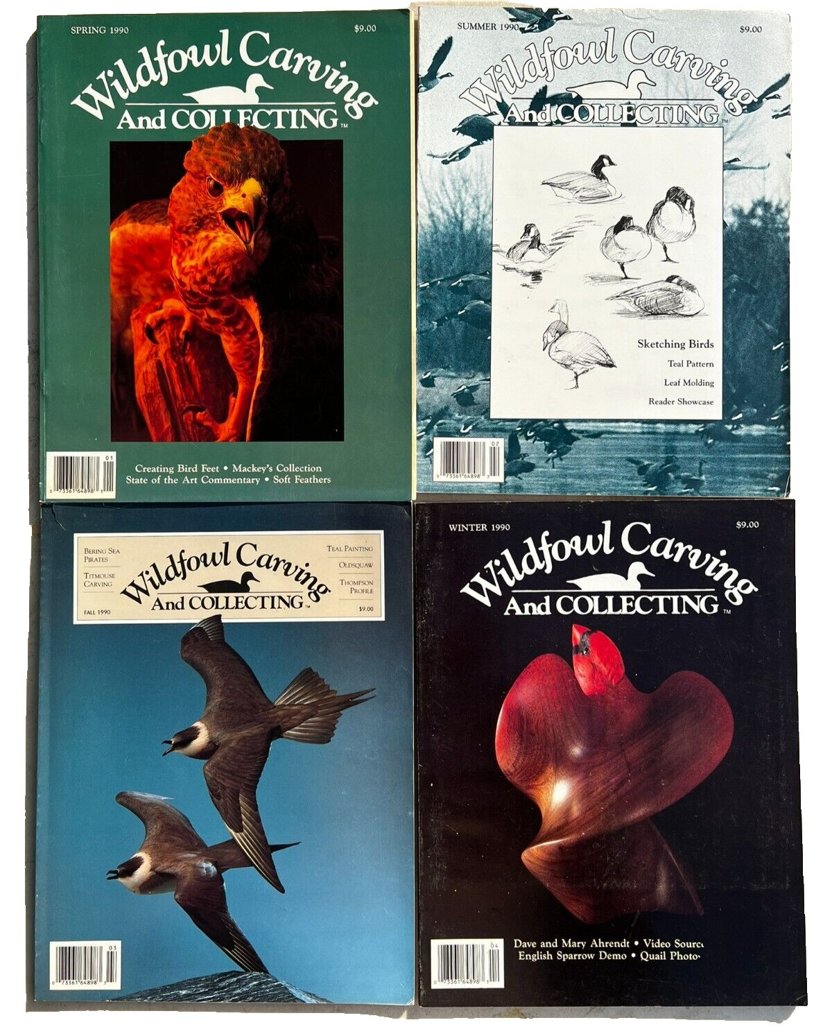 Wild Fowl Carving And Collecting Magazine Full Year 1990 (4 Issues) Volume V Vi