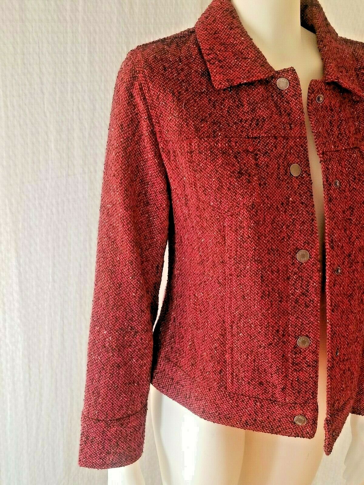 J Jill Women's Red Tweed Jacket Size 