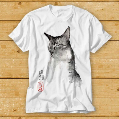 Aquarell Katze Zen japanischer Stil Print T-Shirt Kult Film Bestseller 2420 