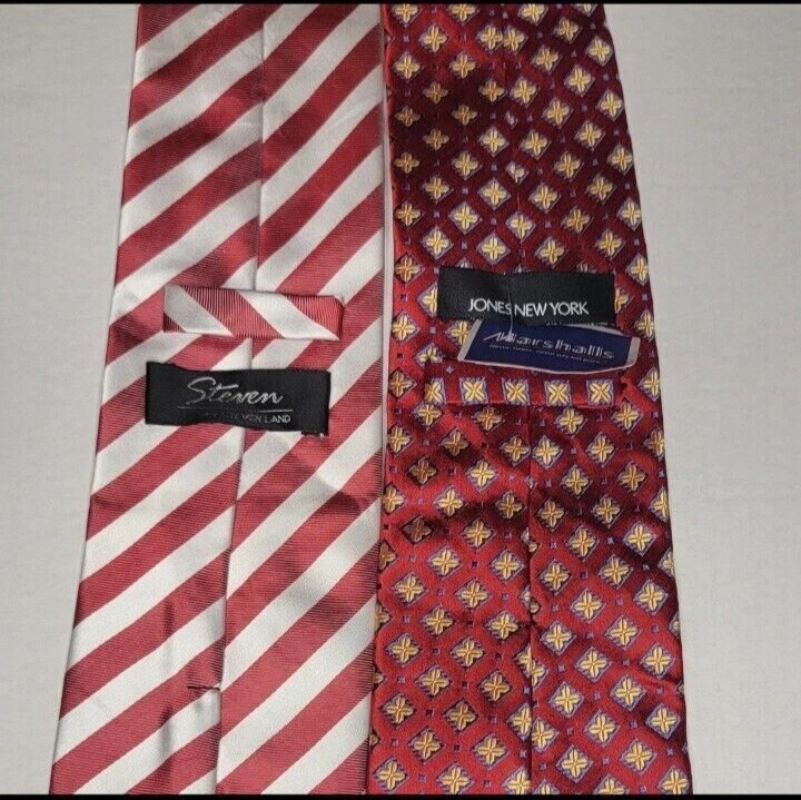 Lote de 2 Corbatas STEVEN LAND, JONES NEW YORK 100% Seda y Poliéster, Hechas en China Foto 3 de 3