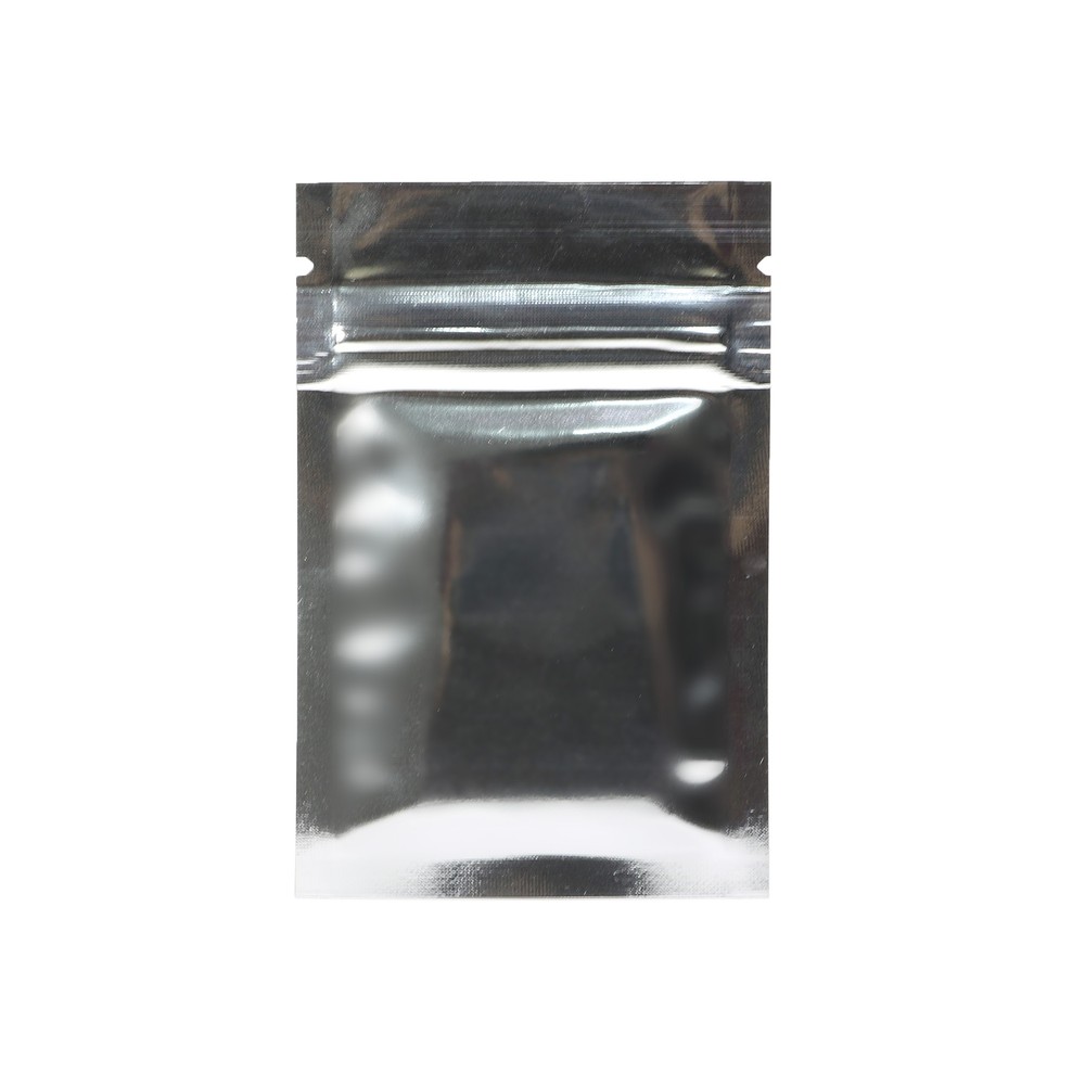 100 Glossy Silver Double-Sided Mylar Zip Bags 6x9cm 2.25x3.5in