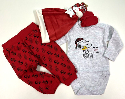 SNOOPY Baby SET  56 62 68 74 Weihnachten 4 teilig PEANUTS 4 Teile Outfit