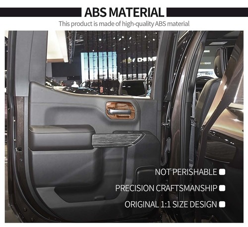 Wood Grain Inner Door Handle Bowl Cover Trim Bezels For Chevry Silverado 2019-22 - Picture 7 of 11