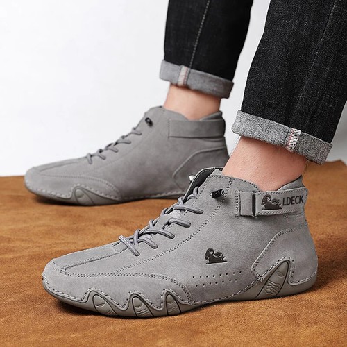Ankle Boots Men Outdoor Light Casual Leather Shoes Waterproof High Top Sneakers - Picture 14 of 14