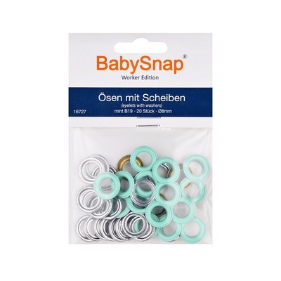 BabySnap Ösen mit Scheiben 8mm B19 mint