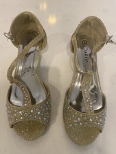 Children Girls Glitter Rhinestone Open Toe Party Wedding Dress Sandal Wedge Sz 4