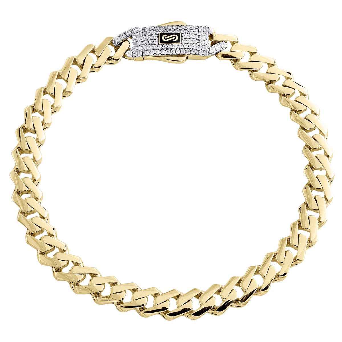 10K Yellow Gold Cubic Zirconia Monaco Cuban Link Statement