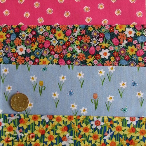 Stoffpaket 4 Stoffe je ca. 20x25cm bunt Patchwork Scraps Deko Quilt Stoff - Bild 3 von 3