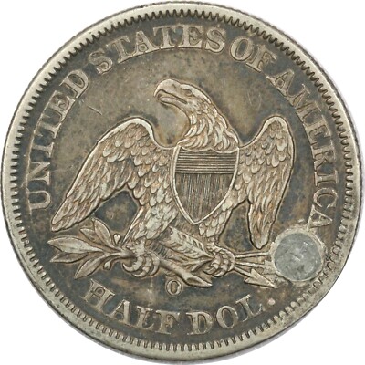 1855-O Arrows Seated Liberty Half Dollar 50C, Very Fine VF, Holed