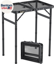 Folding Grill Table, Aluminum Camping Table Adjustable Height Max 27.5" Picnic T