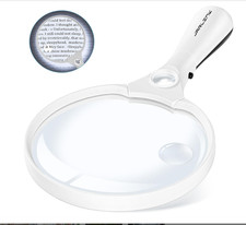 JARLINK Large Magnifying Glass with Light, 10X 20X 45X Illuminated Handheld Magn