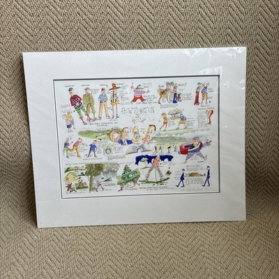 Tim Bulmer ''How To Get On In Golf'' signierter Limited Edition Druck montiert 60x49cm