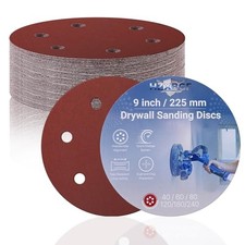 60 PCS 9 Inch 6 Hole Sanding Discs, Mix Grit Hook and Loop Round Sandpaper