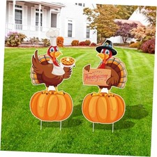 Large Thanksgiving Yard Signs 2pc with Stakes Happy Thanksgiving Decorations