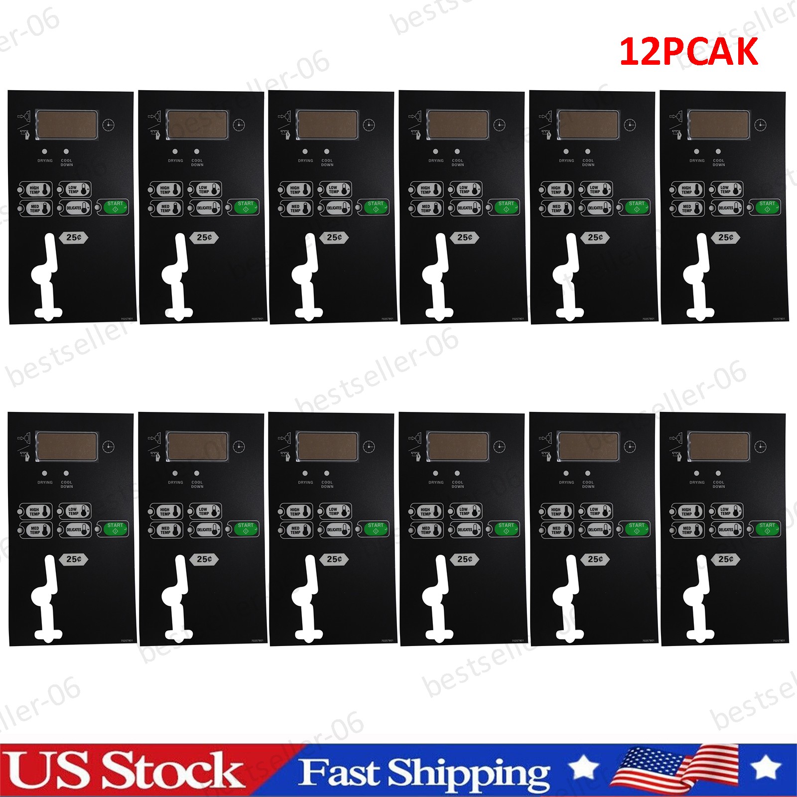 Dryer Overlay For Speed Queen #70257801 SQ BC/BX TEXT STK - 12Pack