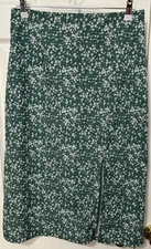 Romwe Women's L Green Floral BOHO Midi Skirt Festival Cottagecore Prairie Spring
