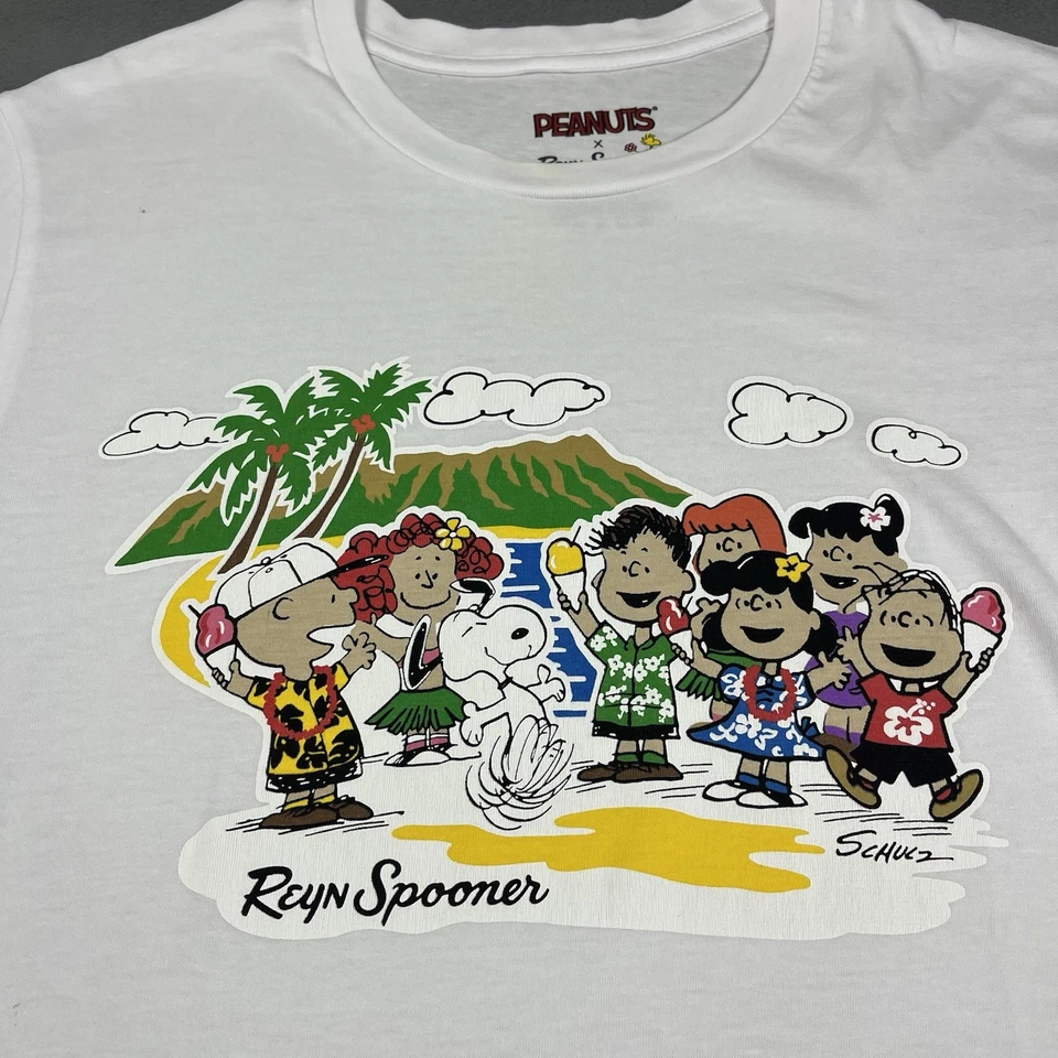 Camisa Cuchara Peanuts X Reyn Para Mujer S Blanca Manga Corta Hawaii Aloha Snoopy Foto 2 de 4