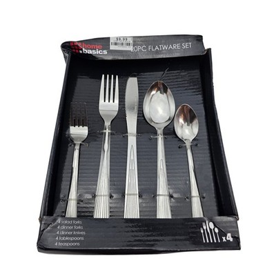 Home Basics 20 Piece Stainless Steel Flatware Set Service for 4 FS37432 Silver