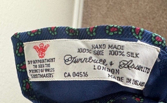 Turnbull & Asser Hand Made In England Blue Paisley Silk Mens Necktie GUM TWILL