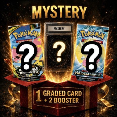 Pokémon TCG Mystery Grading Card 9-10 + 2 Booster Packs Deutsch NEU OVP 