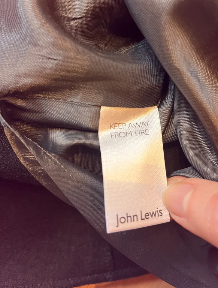 John Lewis black wool blend skirt UK14 flared panelled grey satin trim midi - Image 4 of 4