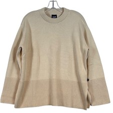 NWT GAP Womens Beige Ribbed Hem Crewneck Sweater Long Sleeve Sz. M Classic Prep
