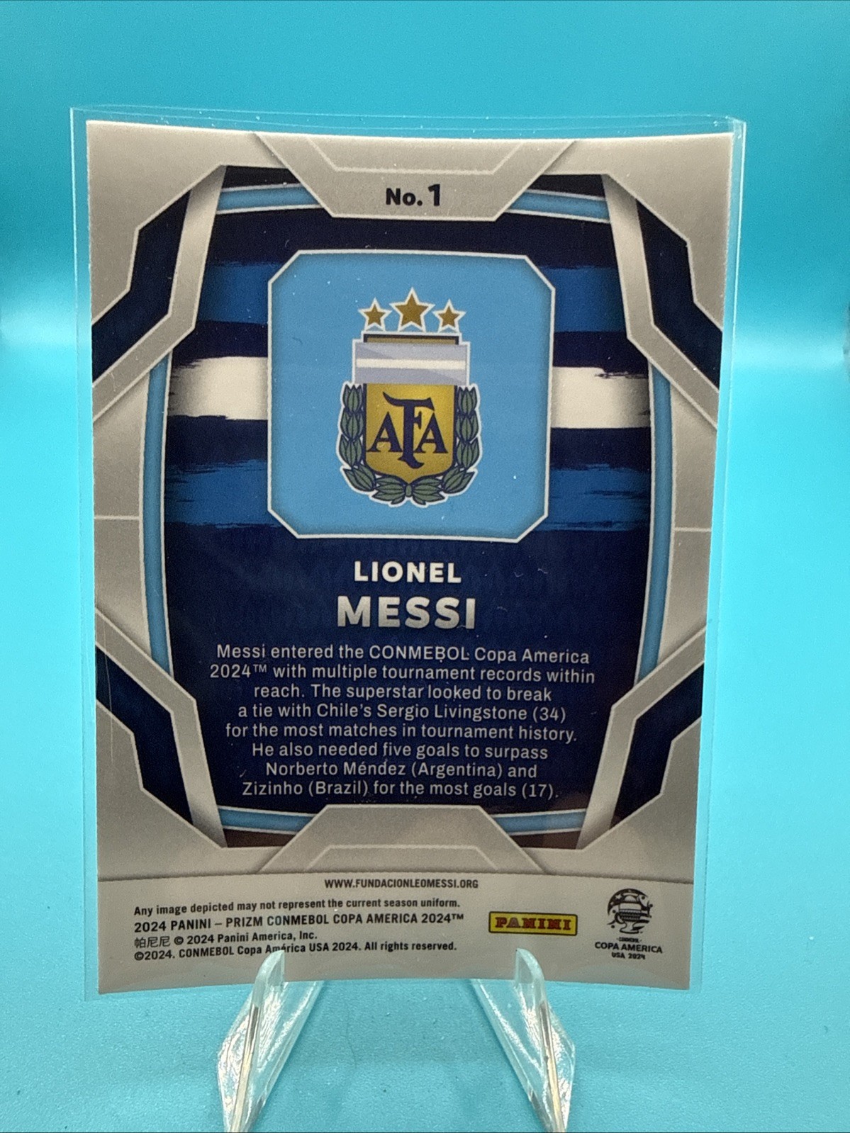 2024 Prizm Conmebol Copa America Lionel Messi #1 Argentina view 2