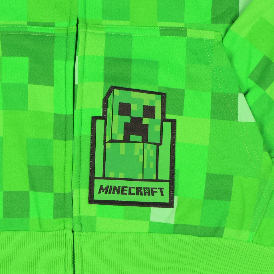 Sudadera con capucha cremallera completa diseño de píxeles I Am Creeper I Am Creeper de Minecraft para niños Foto 2 de 3