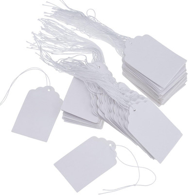 500 Pack Blank Price Tags 1.18 X 1.89 Inches Marking White Price Tags with Strin