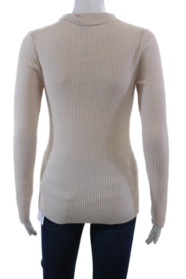 Suéter de punto de cuello alto manga larga de lana para mujer Joes crema talla S Foto 3 de 4