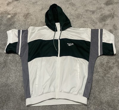 Vintage 90s Reebok Track Jacket Sleeveless Hoodie Warm Up Size Medium Large