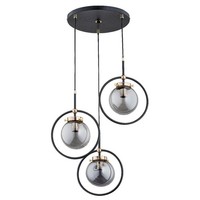 Pendelleuchte 3-Flammig Glas Schwarz Modern Schirm E14 L:40 Cm HäNgelampe KüChe