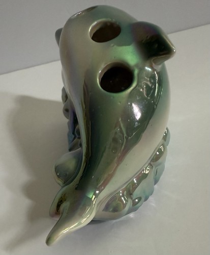 Vintage Ceramic Iridescent Luster Ware Dolphin 3 hole pen/pencil holder for desk - Picture 11 of 11