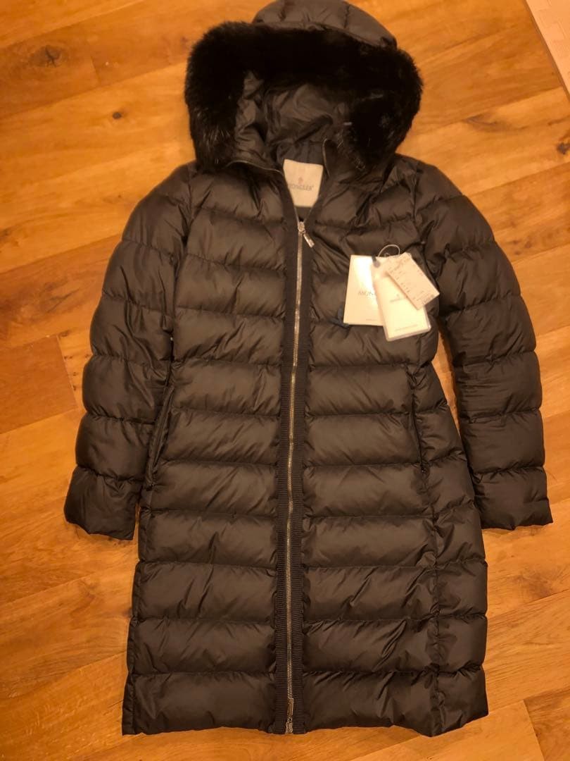 Moncler Good Condition Long Down Coat Black 1 Women's Beaver Fur