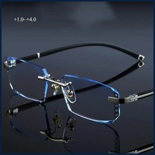 Photochromic Gunmetal Progressive Rimless Reading Glasses Anti-blue Magnifier
