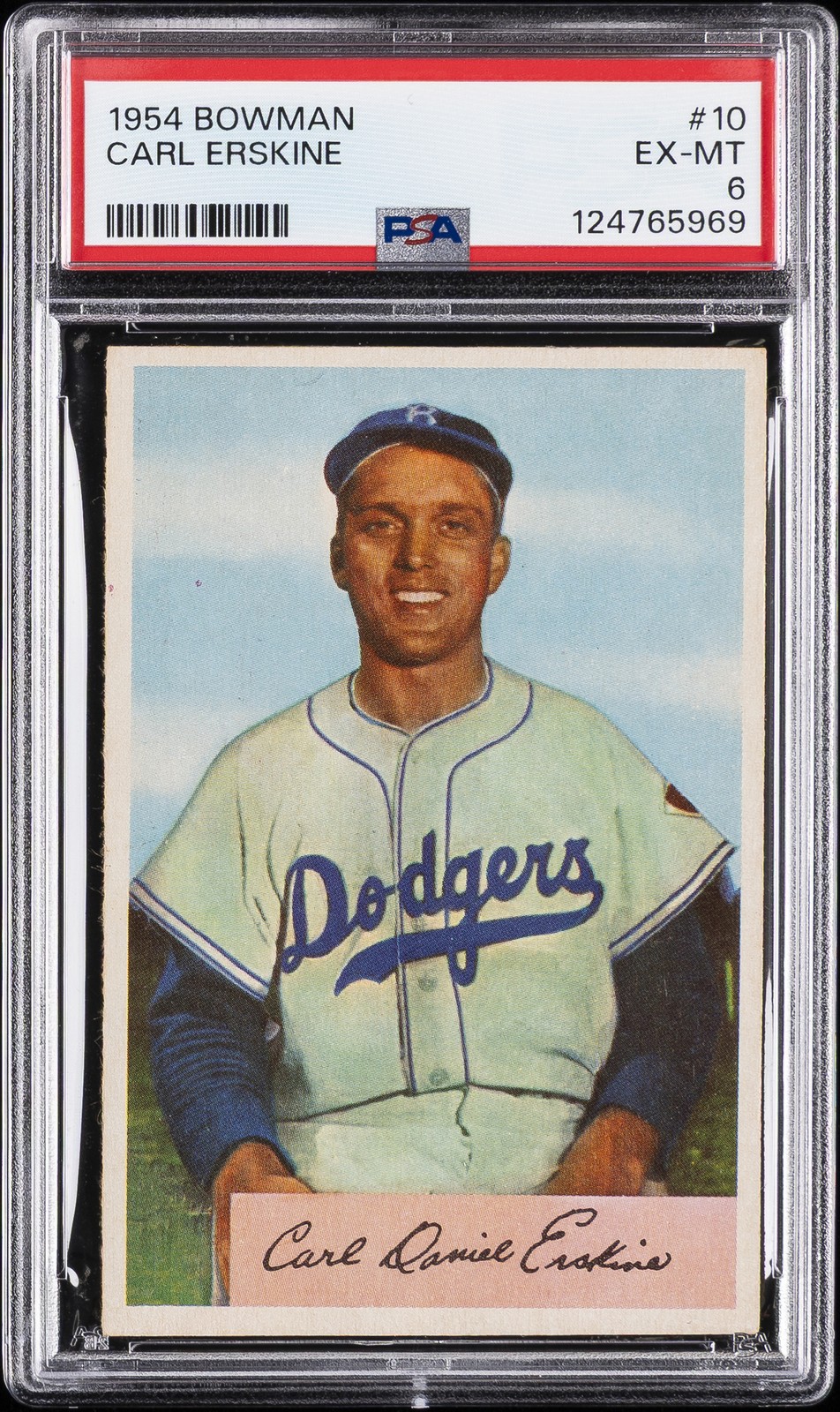 1954 BOWMAN #10 CARL ERSKINE PSA 6