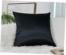 Solid Faux Silk Euro Sham/Pillow Cover, Zipper 26" x 26" Pack of 1 Black