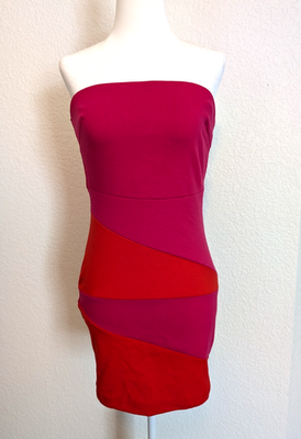 Buffalo by David Bitton Strapless 80's Style Mini Tube Dress Red/Pink Size  Small | eBay