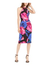 TRINA TRINA TURK Womens Blue Sleeveless Below The Knee Evening Shift Dress 0