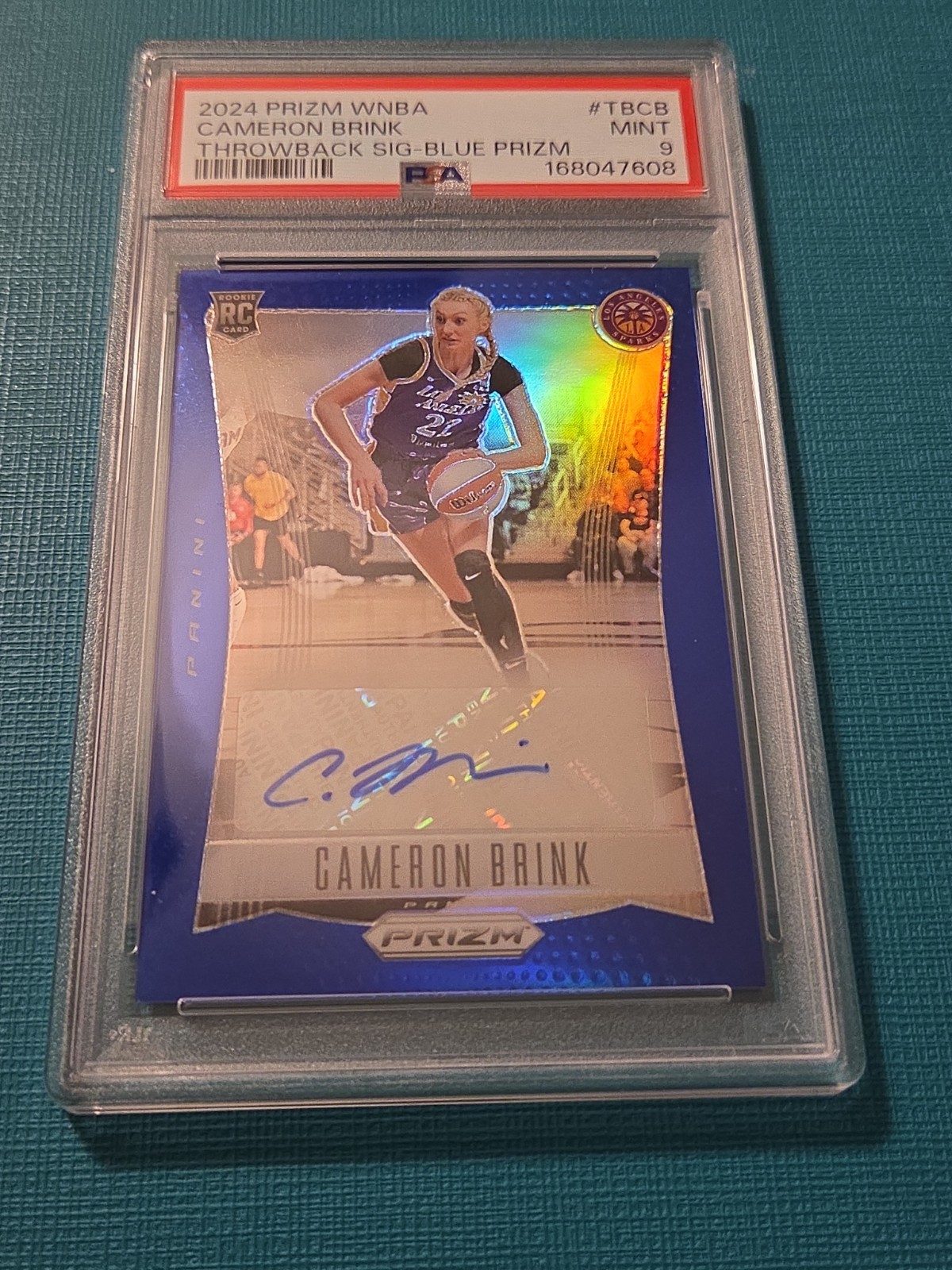 2024 Panini Prizm WNBA Throwback Blue Cameron Brink RC Rookie AUTO /75 PSA 9 view 1