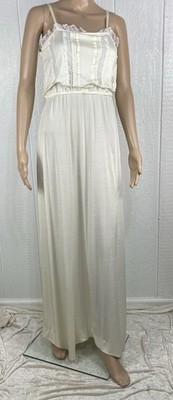 Vtg Roberta California Slip Dress Ivory Beach Wedding Prom Maxi Size 5-6
