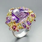Jewellery 12 ct+ Natural Amethyst Ring 925 Sterling Silver Size 7 /R468673