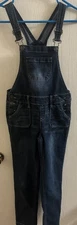 Kohl’s SO Girls Size 8 Dark Blue Denim Overalls Straight Leg Jeans with Pockets