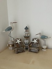 maritimes Dekoset "Sommer" | Möwen, Leuchtturm & Strandstühle