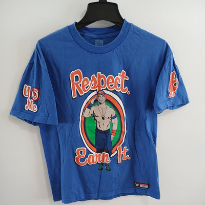 WWE Wrestling John Cena Authentic  Respect Earn It Blue Shirt Size large